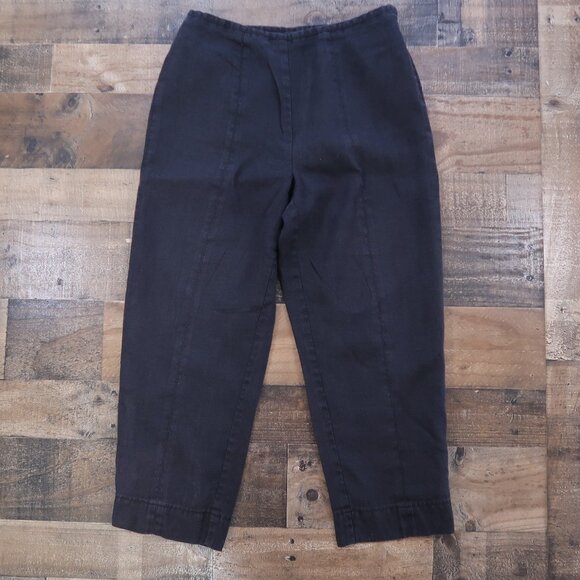 Talbots Black Irish Linen Womans Size 12 Fully Lined Trousers Pants Side Zip - Picture 1 of 9